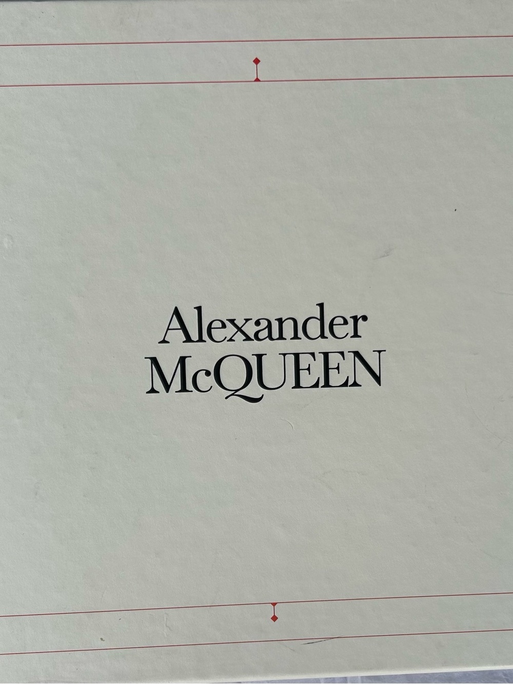 Alexander McQueen Black Logo on Cream Box Cover